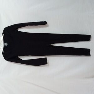 Black RIBBED  Long Sleeve Bodysuit